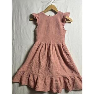 Mabel Honey Girls Dress Size 12 Pink Textured Ruffle Sleeve Boutique Korea Style